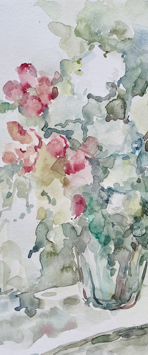 Bouquet in vase. 11,5x8,3 in by Elena Klyan