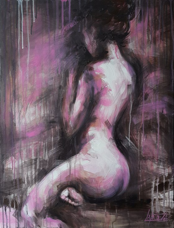 Painting Lolita - nude girl, Abstract Naked woman figure