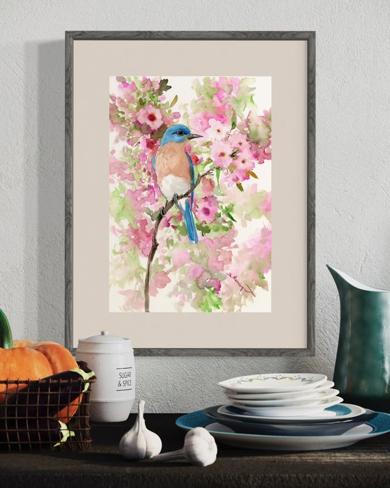 Bluebird and Cherry Blossom