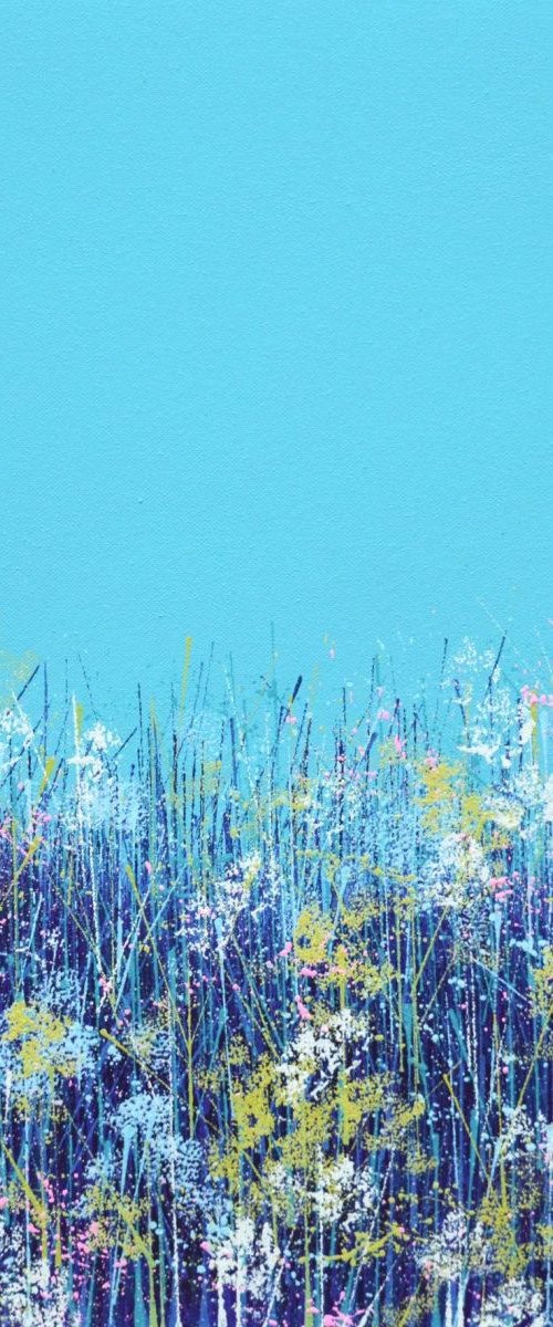Wild flowers with aqua sky by Marc Todd