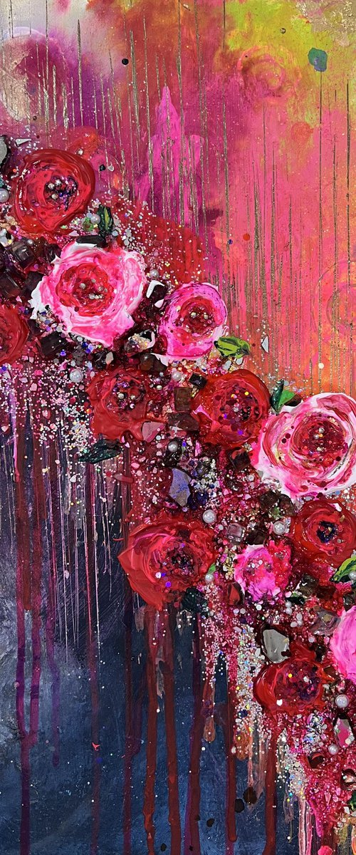 Pink roses dreamy  garden by Henrieta Angel
