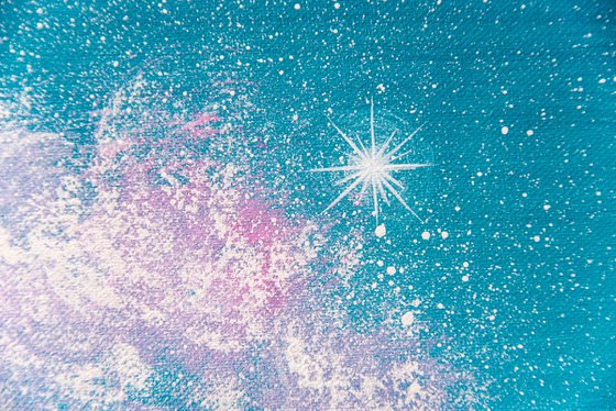 Pink sakura blossoms at night