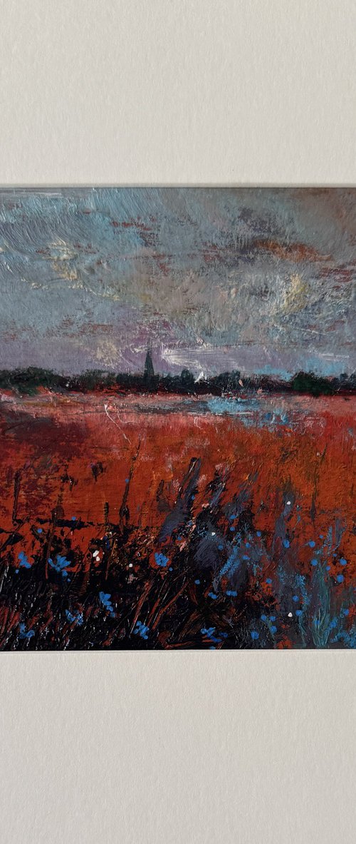 Distant Church Warm Fields by Teresa Tanner
