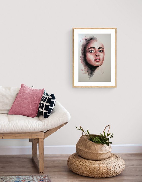 Modern wall art - original watercolor portrait