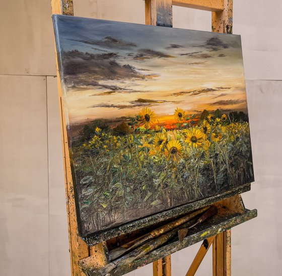 Sunflowers by Sunset