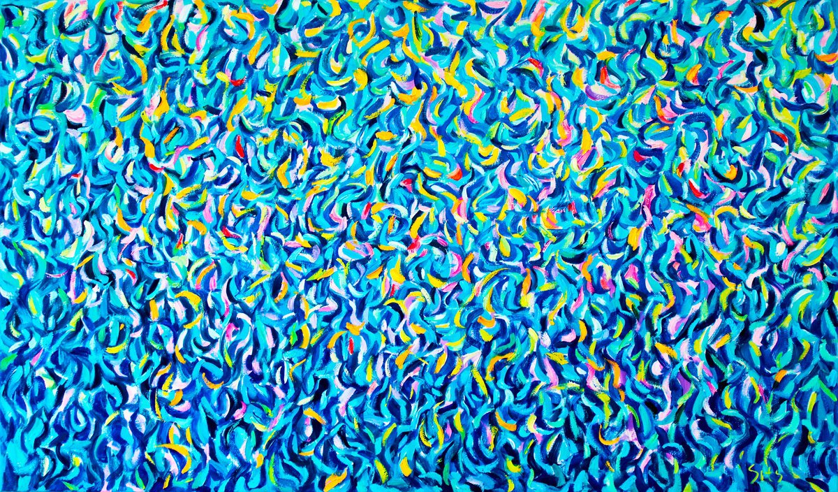 Abstract Oil Painting By Andrei Sitsko, 47 X 28, Reflection. Lake Garda. Italy., Original Artwork