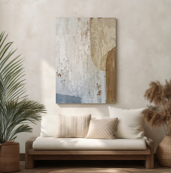 "Fjord 3" Abstract blue brown acrylic art