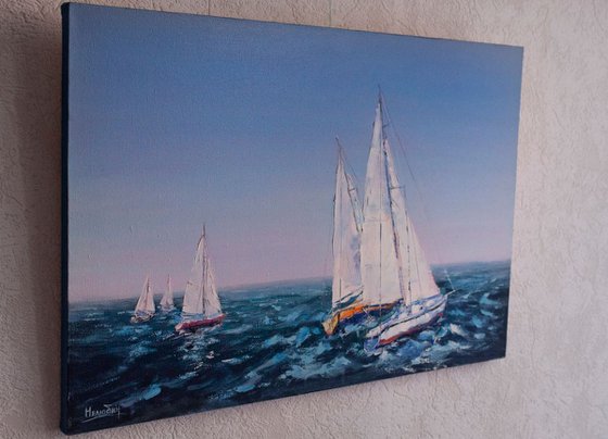 "Sailboats in the sea" yachts , ships