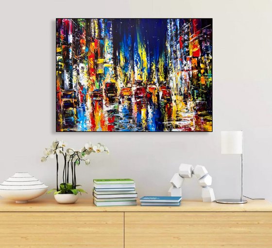 Evening city lights