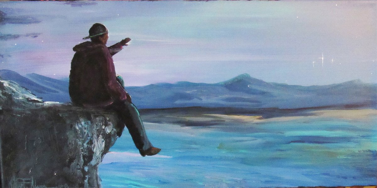 Impressionistic Portrait Acrylic Painting By William F. Adams, 20 X 10", When I Am Alone, Give Me Jesus!, Original Artwork