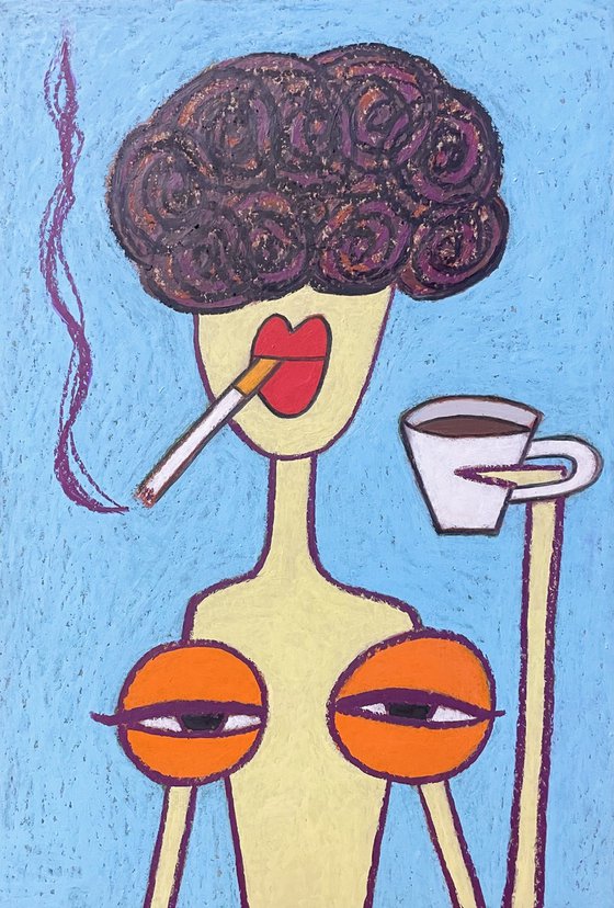 My tits love coffee and cigarette
