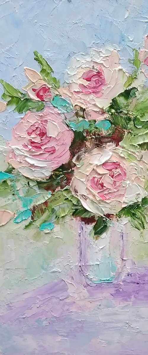 Pink Roses Painting by Yulia Berseneva