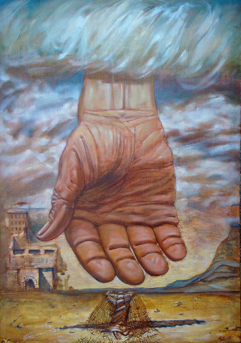 Surrealistic Abstract Oil Painting By Serhiy Roy, 31 X 47", God Is Power, Original Artwork