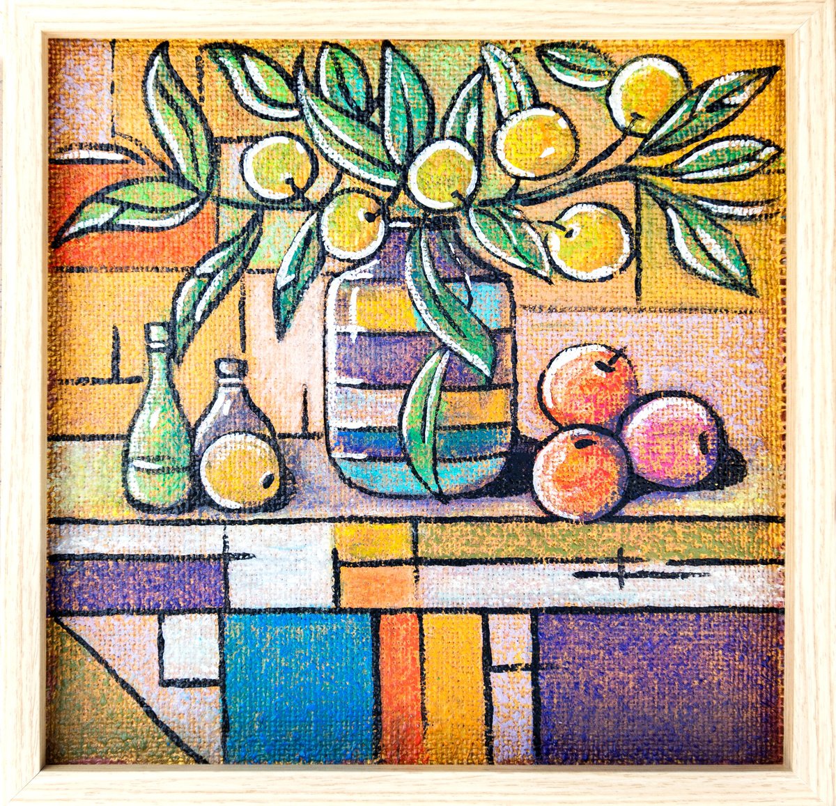 Illustrative Still Life Acrylic Painting By Ariadna De Raadt, 13 X 13, Balans Home, Still Life 2, Original Artwork