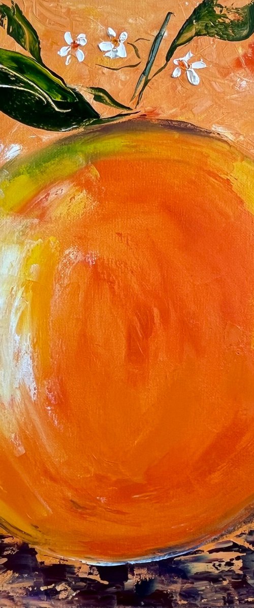 Orange Oil Painting by Halyna Kirichenko