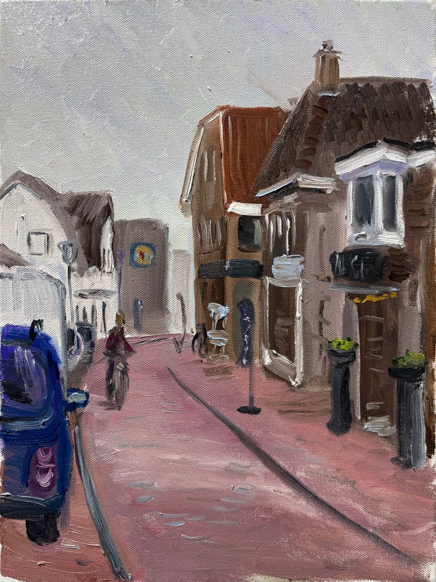 Cycling Through Beilen Center By Dmitry Fedorov, 12 X 16, Artwork For Sale On Artfinder