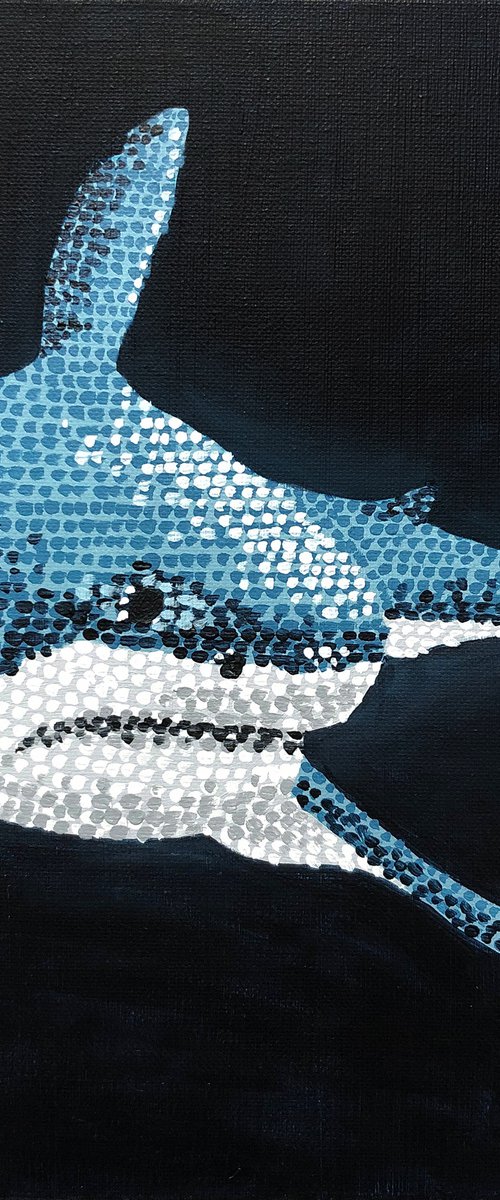 The Great White Shark - pointillism painting by Kelsey Emblow