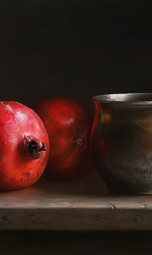 Pomegranates with a cup by Albert Kechyan