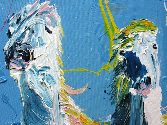 Horse painting - ON THE BEACH equine art 120 x 120 cm. 47.24"x 47.24' by Oswin Gesselli
