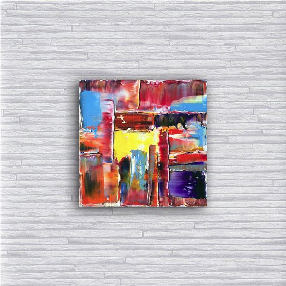 "Patch Me In" - FREE USA SHIPPING - Original PMS Oil Painting On Wood Square Panel - 12 x 12 inches