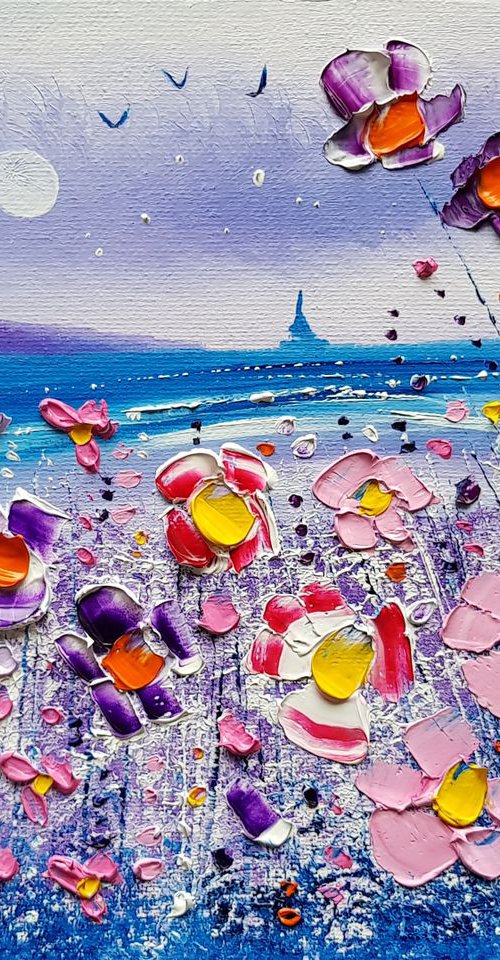 "Lilac Beach & Flowers in Love" by Phil Broad