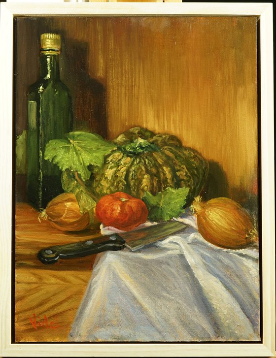 Pumpkin, tomato, onions