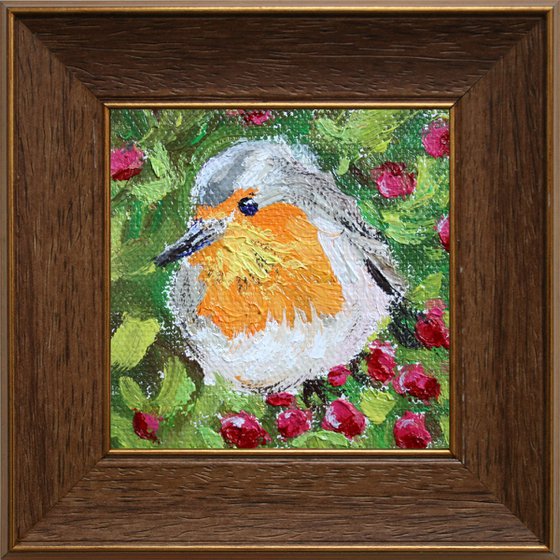 BIRD / framed  / FROM MY A SERIES OF MINI WORKS BIRDS / ORIGINAL PAINTING