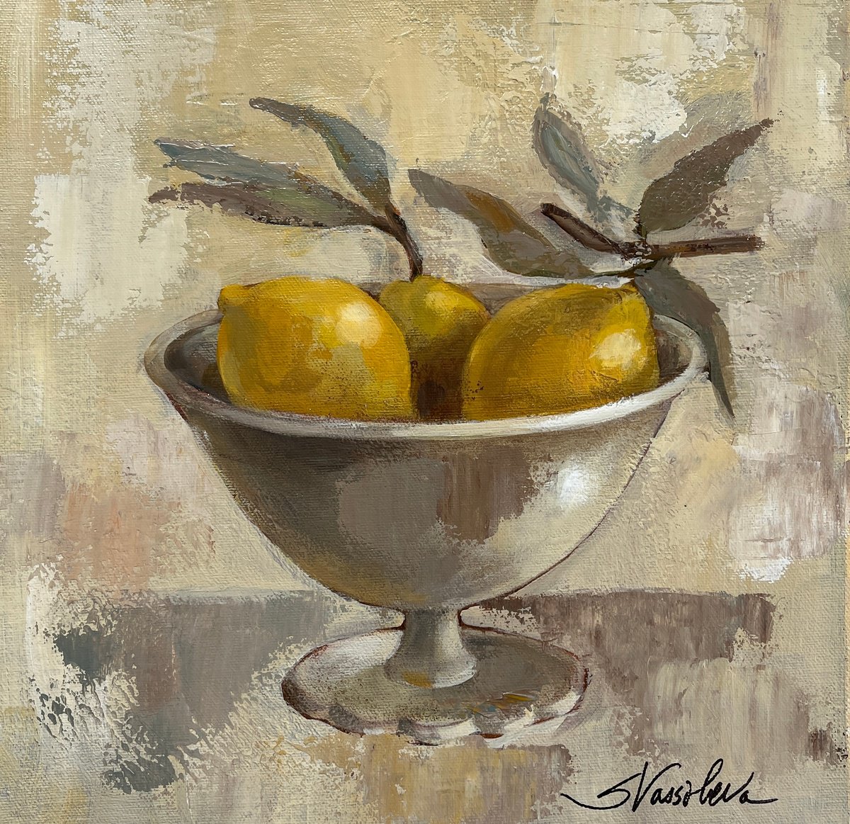  Lemons In Old Bowl By Silvia Vassileva, 12 X 12, Artwork For Sale On Artfinder