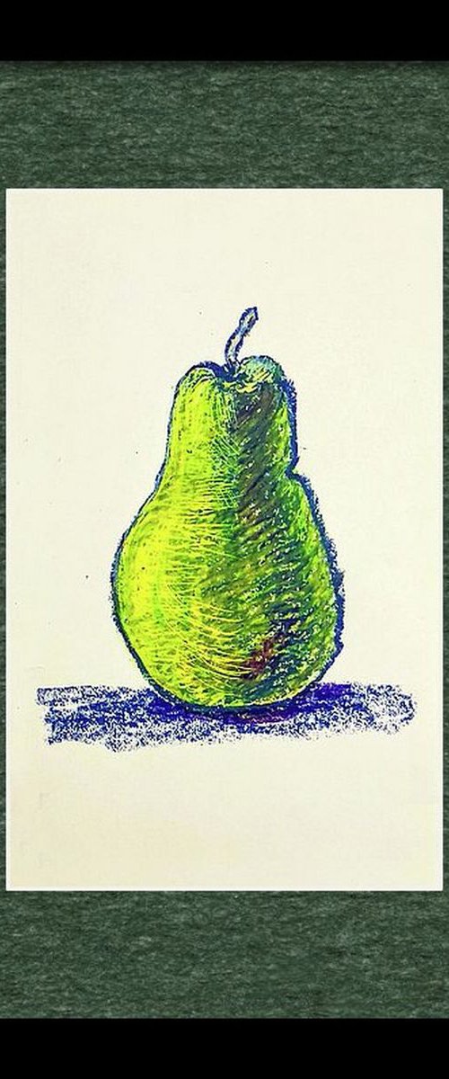 A single green Pear by Asha Shenoy