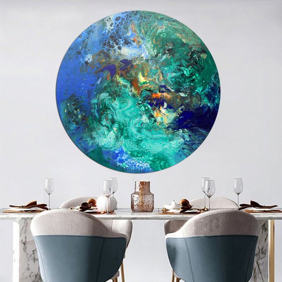 Large abstract round painting 80x80 cm - Peace