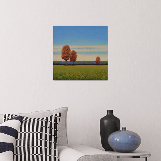 Fall Red Trees - Blue Sky