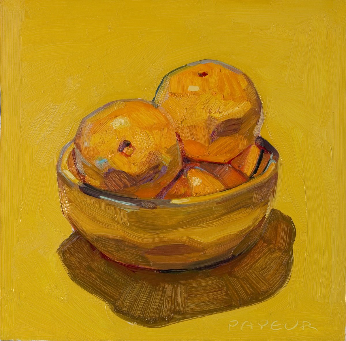 oranges on yellow background by Olivier Payeur