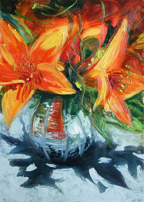 Lily bouquet... /  ORIGINAL PAINTING by Salana Art Gallery