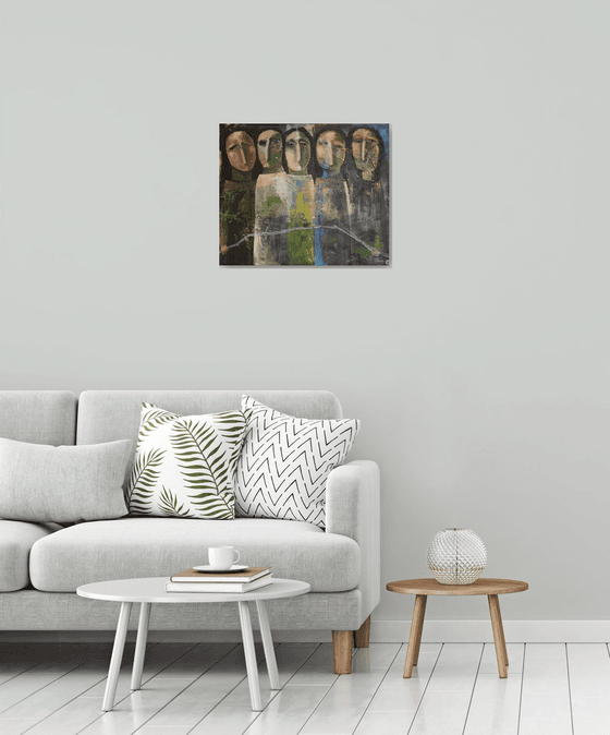 Women's Life Road (Acrylic painting, 50x60cm, ready to hang)