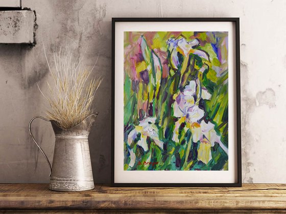 White irises, etude (plein air)