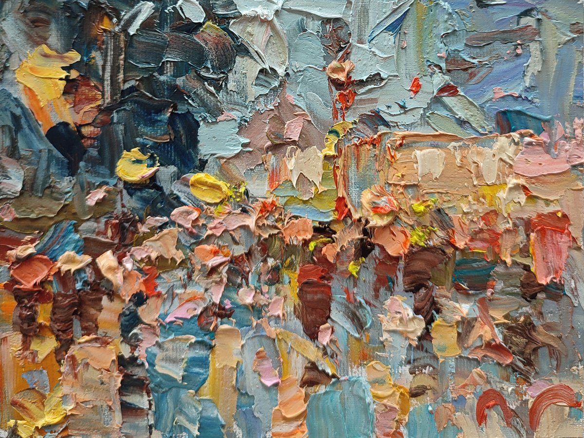 Impressionistic Cityscapes Oil Painting By Pavel Guliaev, 8 X 6", City, Original Artwork