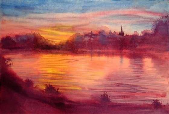 Sunset over the River Thames, Lechlade
