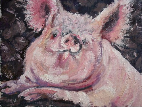 Piggy /  ORIGINAL PAINTING by Salana Art Gallery