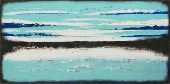 Original Abstract Painting - Oceanic Landscape - 140x70cm - Ronald Hunter - 25O