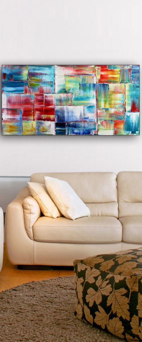 "On The Rocks" - FREE SHIPPING to the USA - Original PMS Abstract Oil Painting On Canvas by Preston M. Smith (PMS)