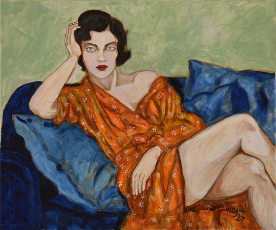 The blue sofa