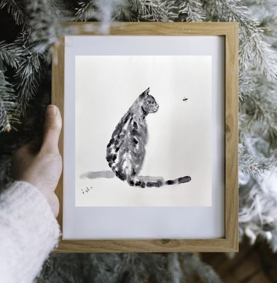 Tabby Cat and the Bumblebee