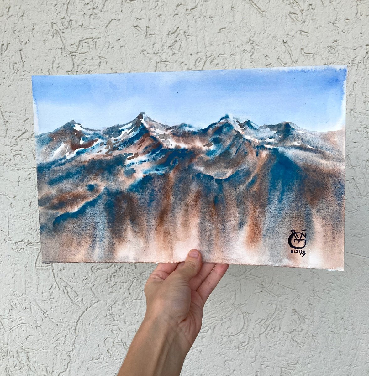 Impressionistic Landscape Watercolour By Valeria Golovenkina, 14 X 9", Mountain #7, Original Artwork