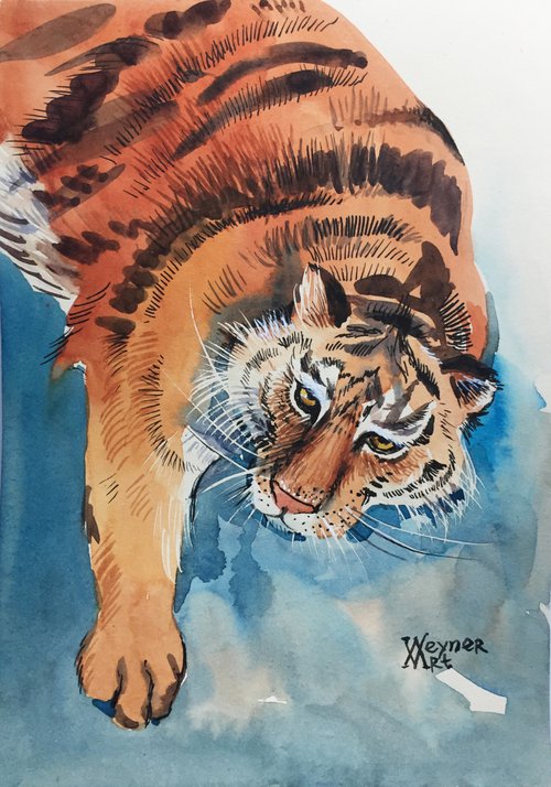 Tiger. Animal painting. Year of the tiger by Natalia Veyner