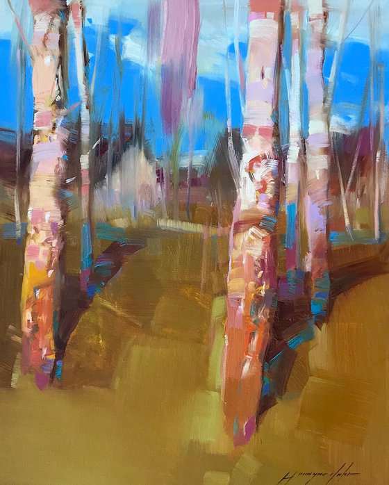 Birches Grove, Original oil painting, Handmade artwork, One of a kind