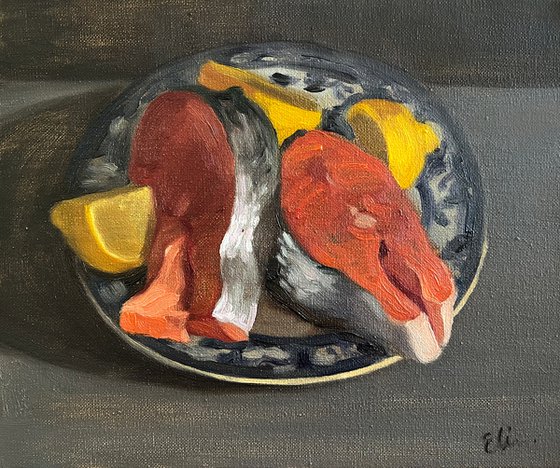 Still Life with salmon steaks