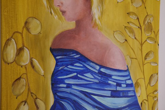 Between Silver Dolars  - Klimt inspired painting Human Figure