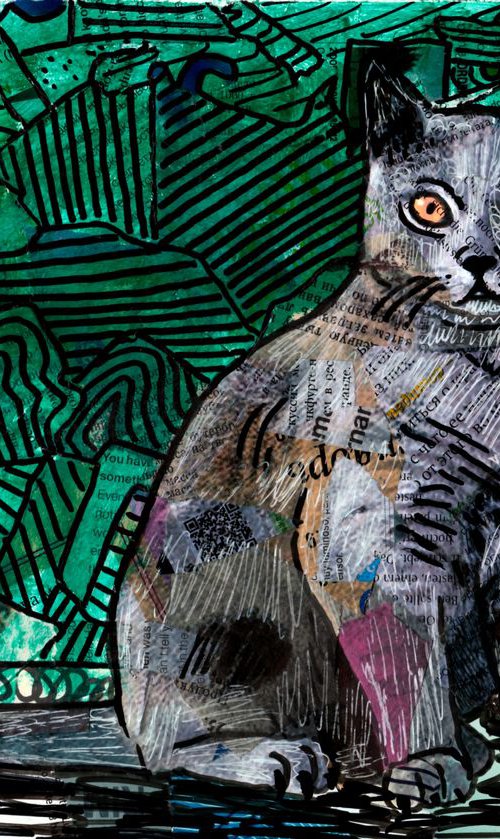 Cat in green room by Pavel Kuragin