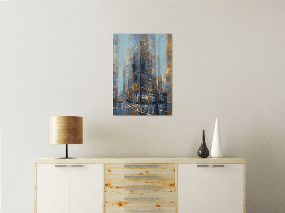 Cityscape (50x70cm, oil painting, ready to hang)