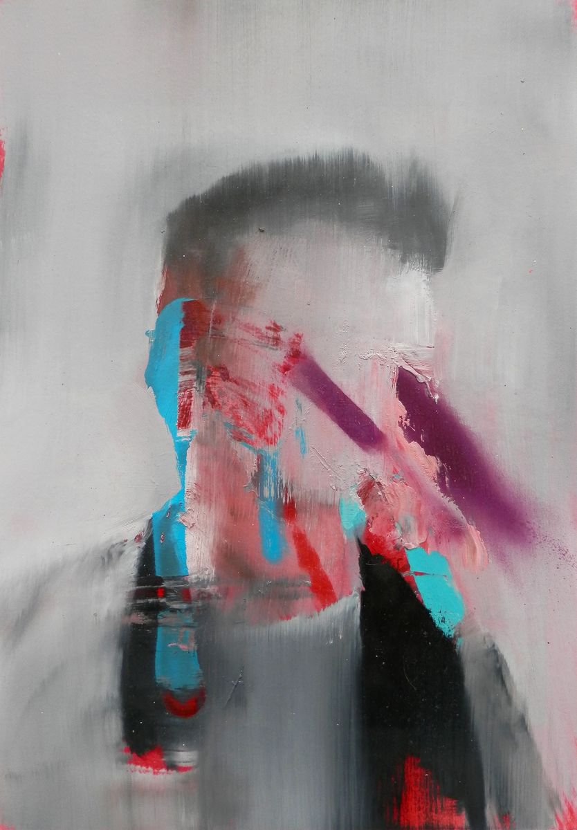 Urban And Pop Portrait Oil Painting By Milos Hronec, 11 X 17", Still Fresh 16, Original Artwork